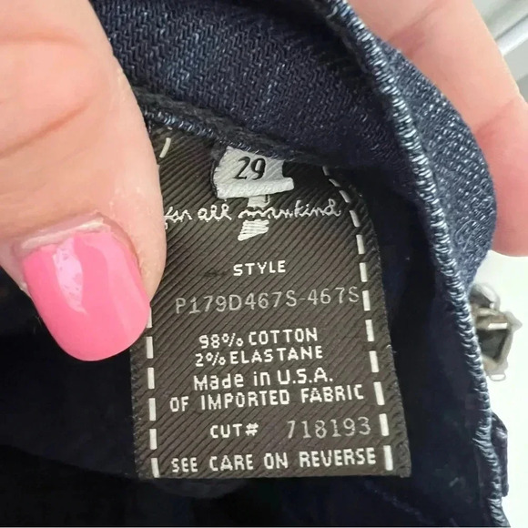 7 For All Mankind 7FAMK Roxanne Cropped Skinny Jean Dark Wash Distressed 29x27 - Picture 6 of 6